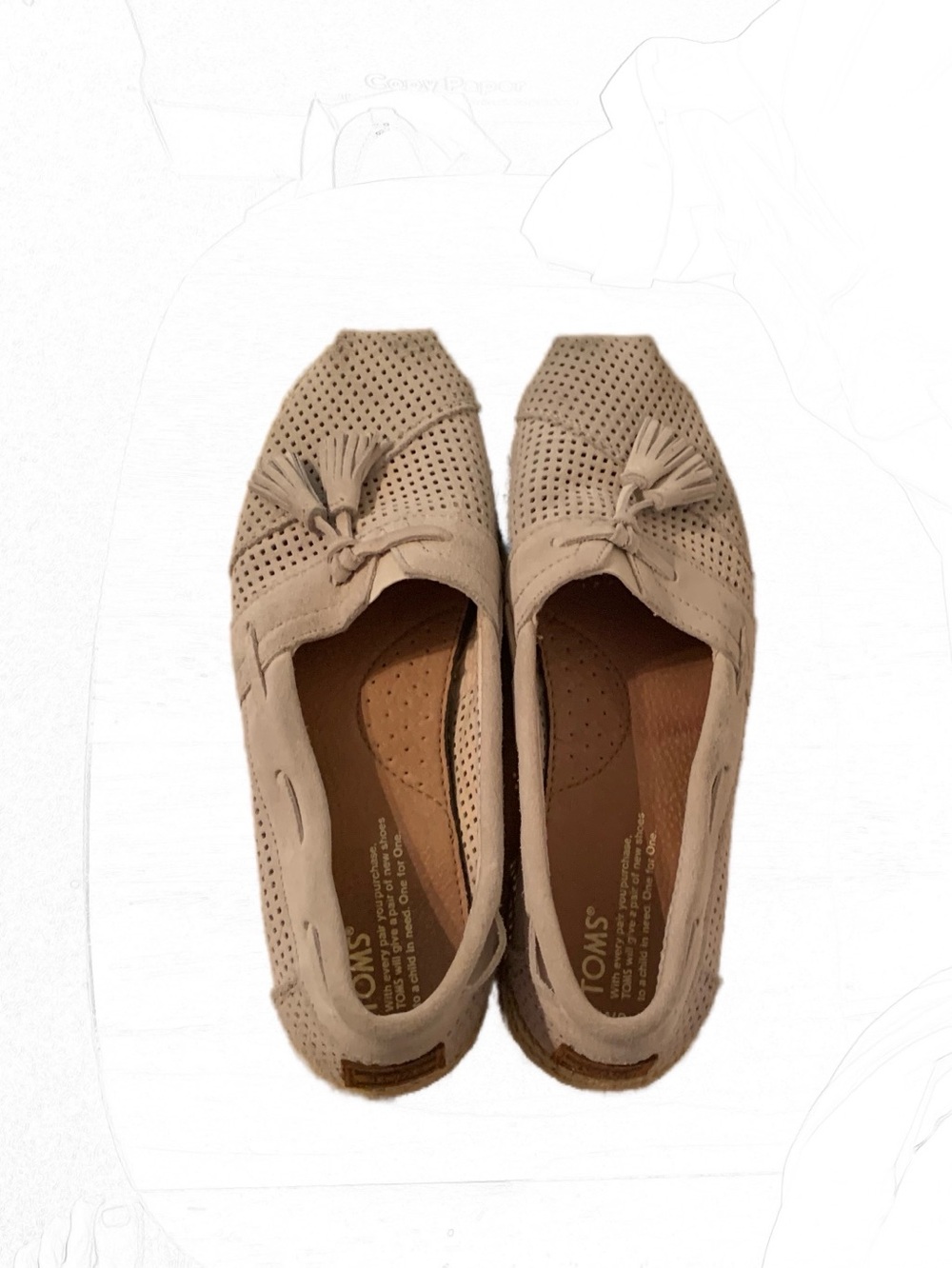 Toms Perforated Suede Tassel Espadrille Sz 8